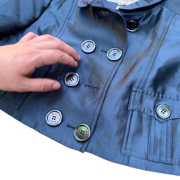 RARE 2007 Silk Cropped Burberry Jacket Size 6 Blue - Picture 11 of 16